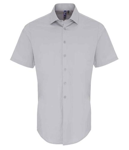 Premier Short Sleeve Stretch Fit Poplin Shirt - SIL - L